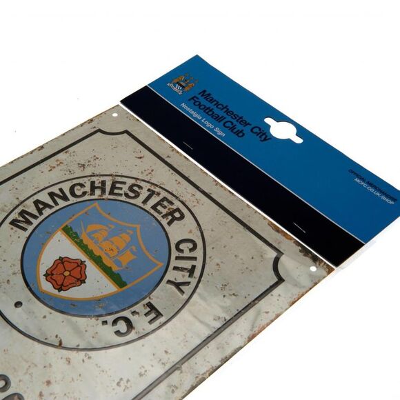 Manchester City FC Official Retro Logo Sign / White - Picture 3 of 3